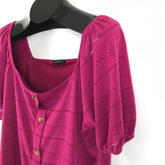 Lane Bryant Square Neck Button Front Top Womens Plus Size 18/20 Festival Fuchsia - Picture 3 of 12